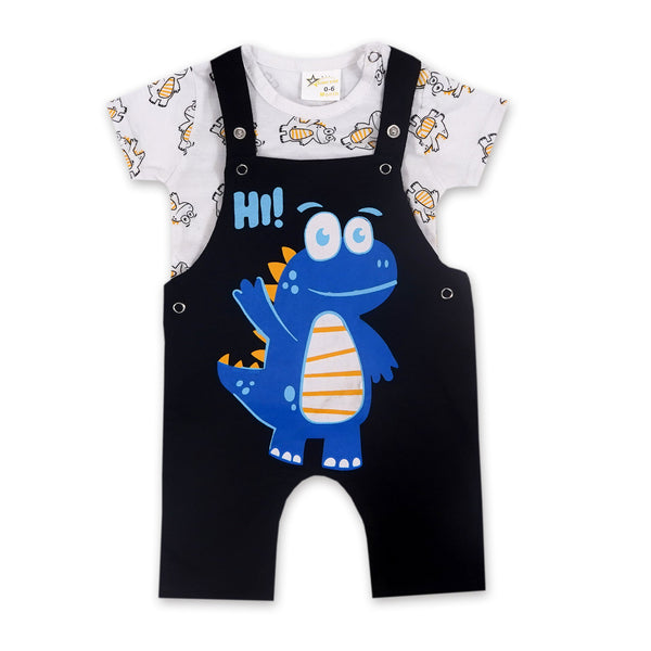 BABY DUNGAREE HI DINO BLACK 12-18 - SUNSHINE