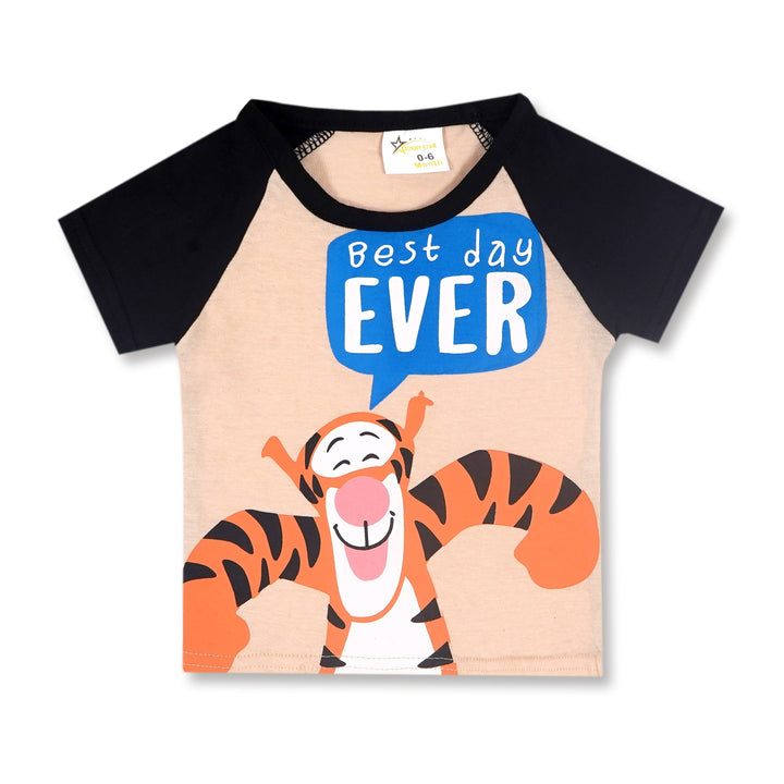 SUNSHINE KIDS SHORT & SHIRT  HAPPY TIGER BLACK 12-18M