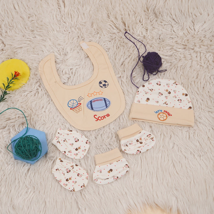 SUNSHINE BABY 4 PCS CAP & MITTENS SET SCORE BEIGE