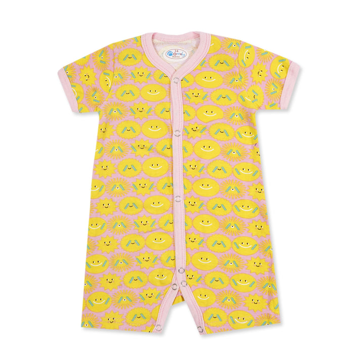 SUNSHINE KIDS 3 PCS ROMPER SHORTLY SLEEVE & LEGS PINK DOTS (6-9M)