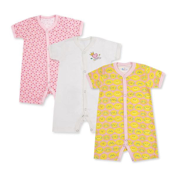 SUNSHINE KIDS 3 PCS ROMPER SHORTLY SLEEVE & LEGS PINK DOTS (6-9M)