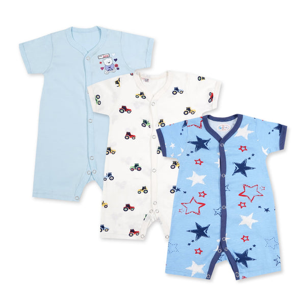 SUNSHINE KIDS 3 PCS ROMPER SHORTLY SLEEVE & LEGS BEAR BLUE (6-9M)