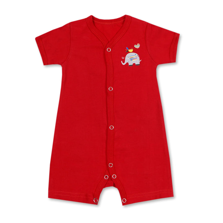 SUNSHINE KIDS 3 PCS ROMPER SHORTLY SLEEVE & LEGS ELEPHANT RED (6-9M)