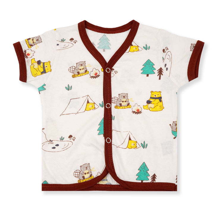 SUNSHINE BABY ROMPER GIFT SET PACK OF 3 CAMPING BEAR MAROON 6-9M