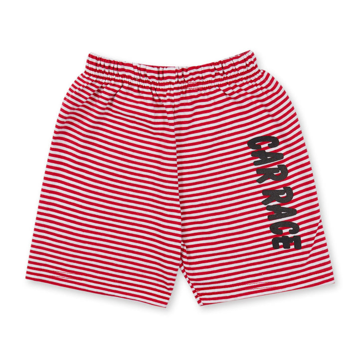 SUNSHINE KIDS SHORT & SHIRT PRINTED 6 RED STRIPES XL 4-5Y