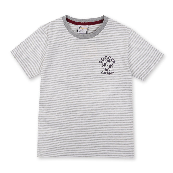 SUNSHINE SHORT & SHIRT STRIPES GREY FOOTBALL (XL) 4-5Y