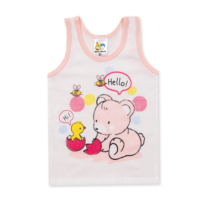 SUNSHINE BABY SHORT AND SANDO SET BEAR & CHICKEN PINK 6-12 M