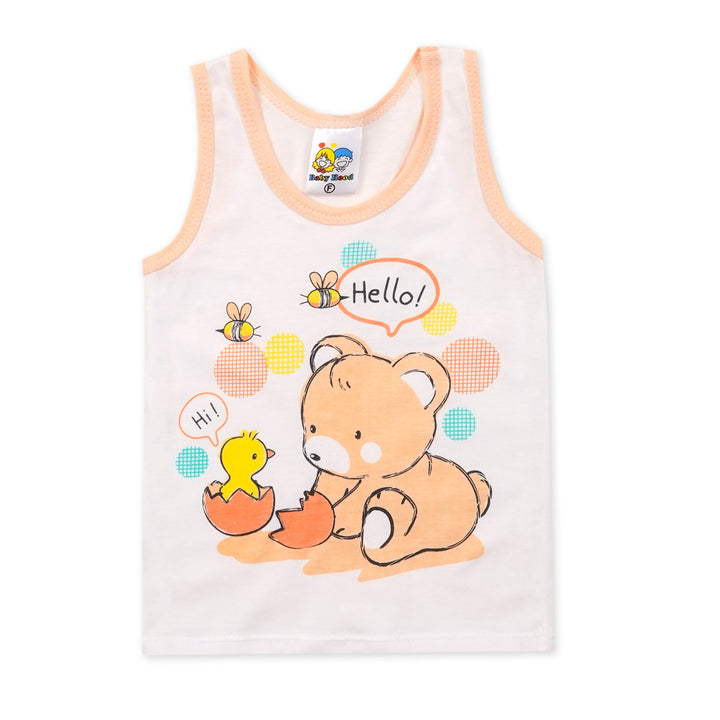 SUNSHINE BABY SHORT AND SANDO SET BEAR & CHICKEN ORANGE 6-12 M