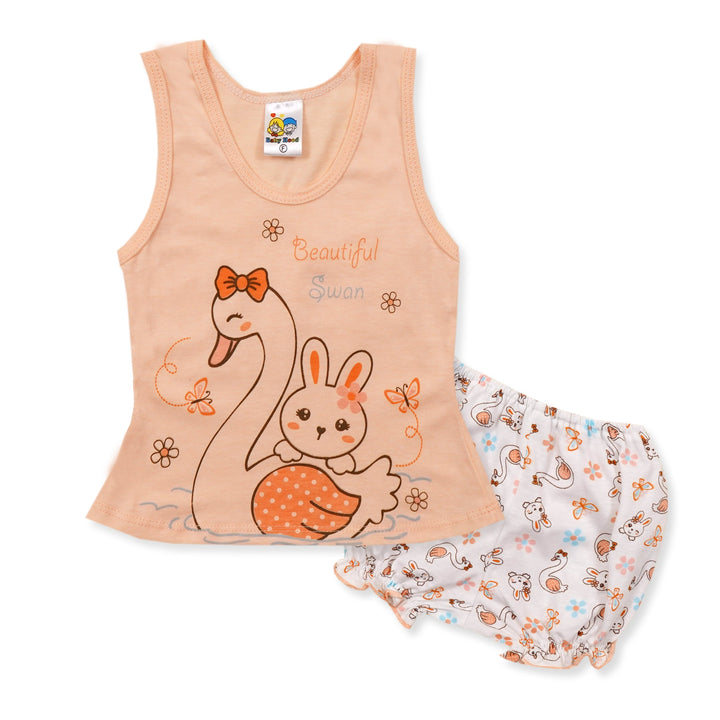 SUNSHINE BABY SHORT AND SANDO SET SWAN ORANGE 6-12 M