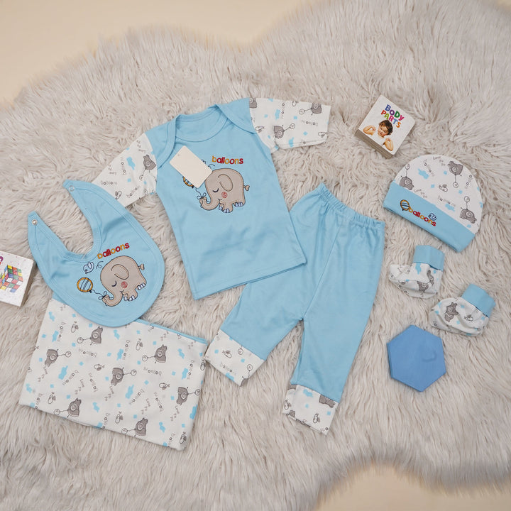 SUNSHINE BABY GIFT SET 7 PCS BLOONS & ELEPHANT BLUE