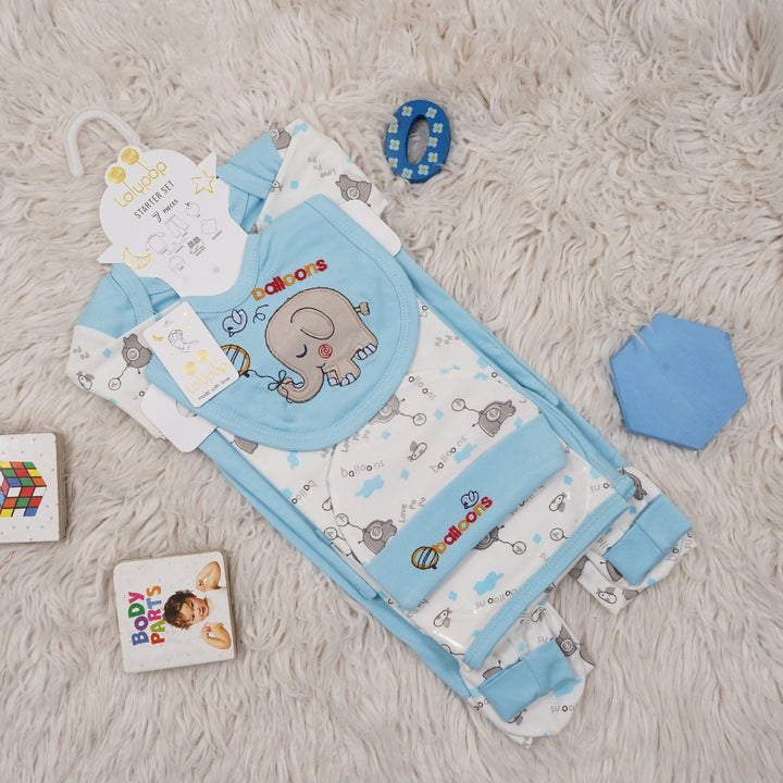 SUNSHINE BABY GIFT SET 7 PCS BLOONS & ELEPHANT BLUE