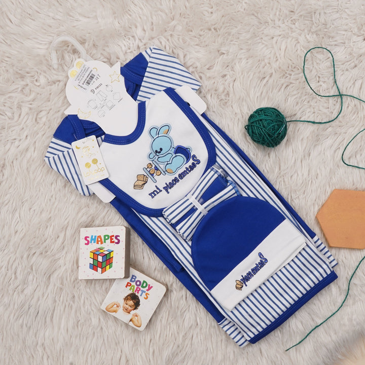 SUNSHINE BABY GIFT SET 9 PCS RABBIT ROYAL BLUE STRIPES