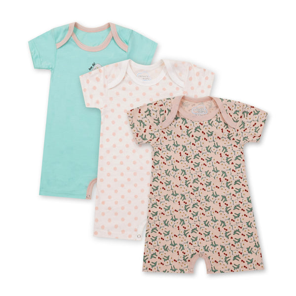 SUNSHINE KIDS 3 PCS SHORT ROMPER FLOWER & MASHROOM HOUSE  18-24M