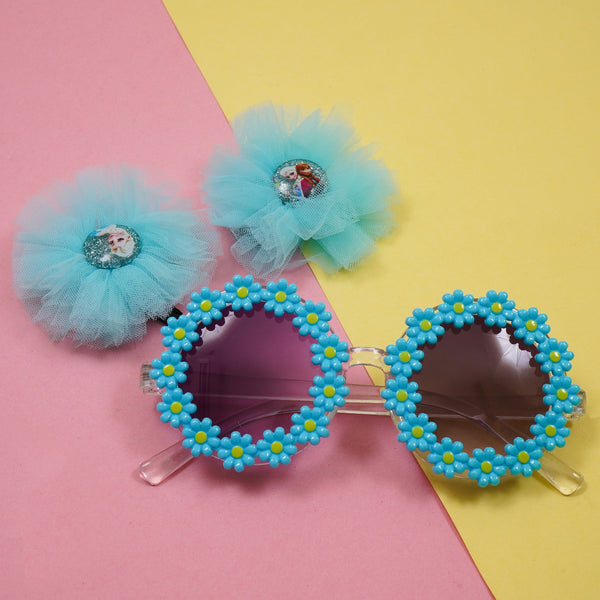 SUNSHINE GIRLS 2 PCS SET HEAD PINS & GLASSES SKY BLUE