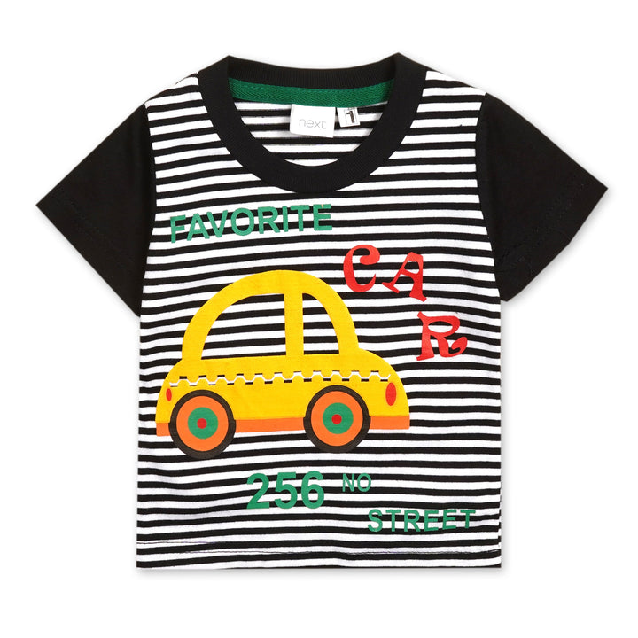 SUNSHINE SHORT & SHIRT CAR STRIPES BLACK 4Y