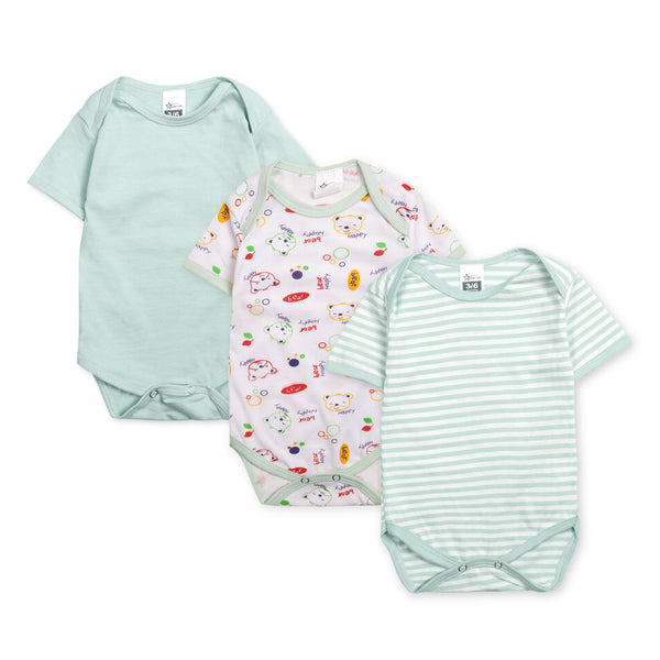 SUNSHINE BABY BODYSUITS PACK OF 3 SEA GREEN (6-9 M)