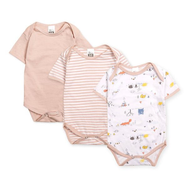 SUNSHINE BABY BODYSUITS PACK OF 3 PEACH (6-9 M)