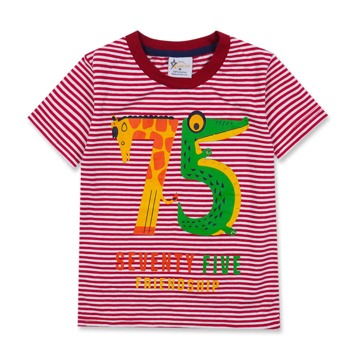 SUNSHINE SHORT & SHIRT 75 RED STRIPES XL 5-6Y