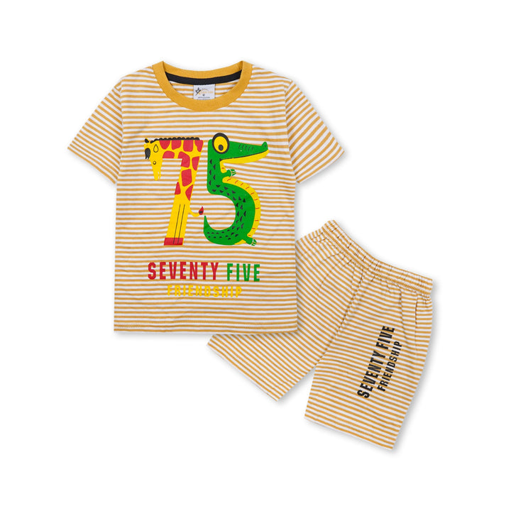 SUNSHINE SHORT & SHIRT 75 YELLOW STRIPES XL 5-6Y