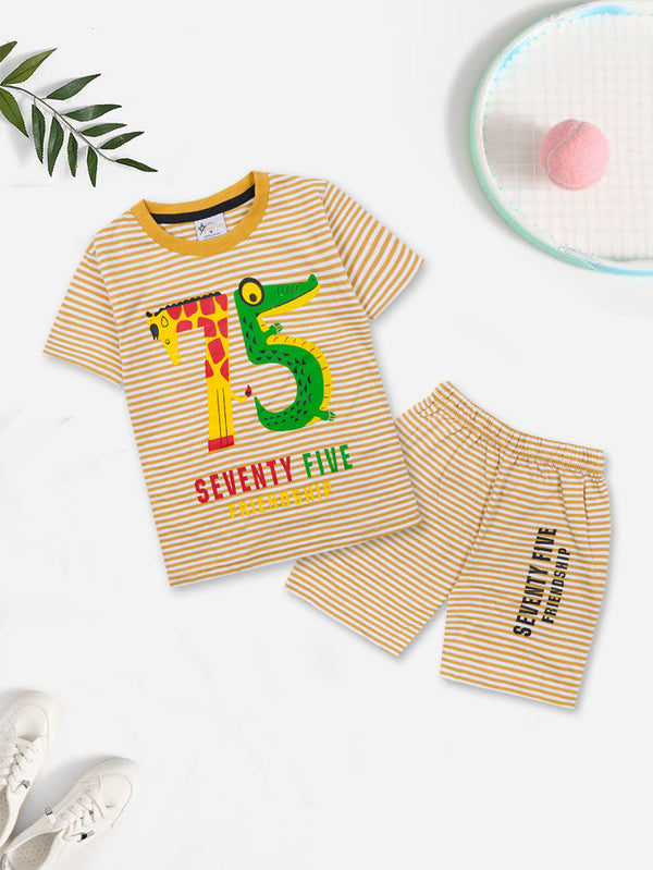 SUNSHINE SHORT & SHIRT 75 YELLOW STRIPES XL 5-6Y