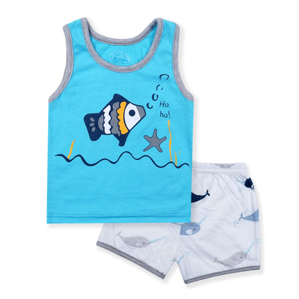 BABY SANDOS SET FISH BLUE - SUNSHINE 4-5 Y