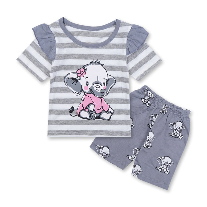 SUNSHINE BABY GIRL SHORT & SHIRT ELEPHANT GREY L 9-12M