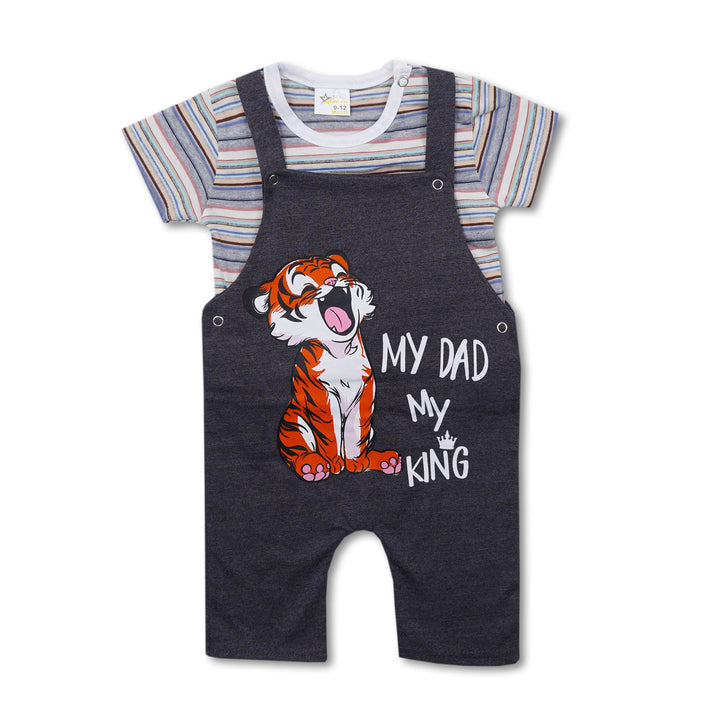 SUNSHINE KIDS DUNGAREE MY DAD MY KING GREY 12-18M