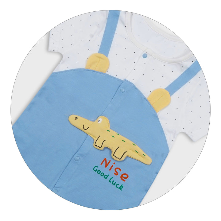 SUNSHINE BABY ROMPER CROCODILE WHITE & BLUE 90/48 18-24 M