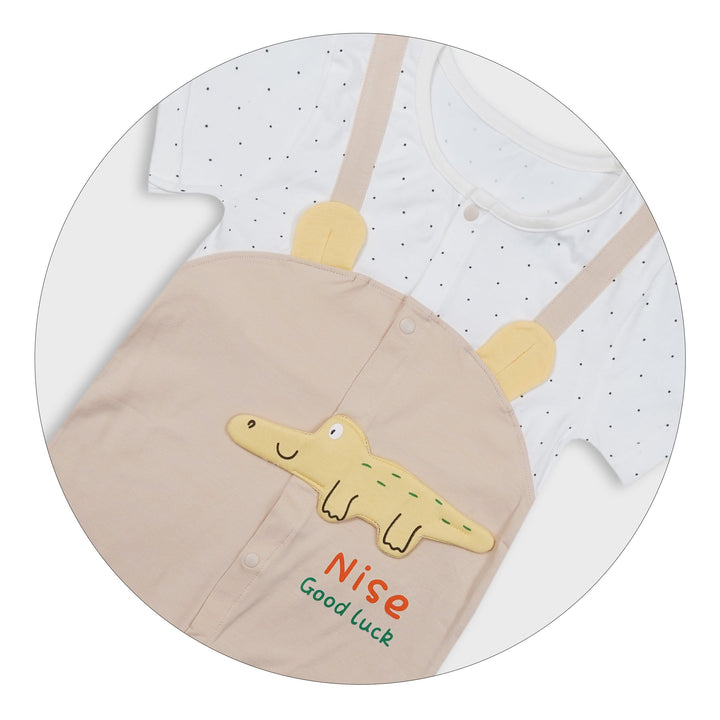 SUNSHINE BABY ROMPER CROCODILE WHITE & BROWN 90/48 18-24 M