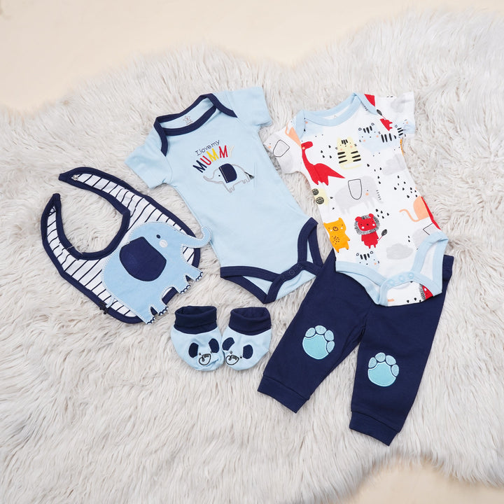 SUNSHINE BABY GIFT SET PACK OF 5 ELEPHANT BLUE 9-12M