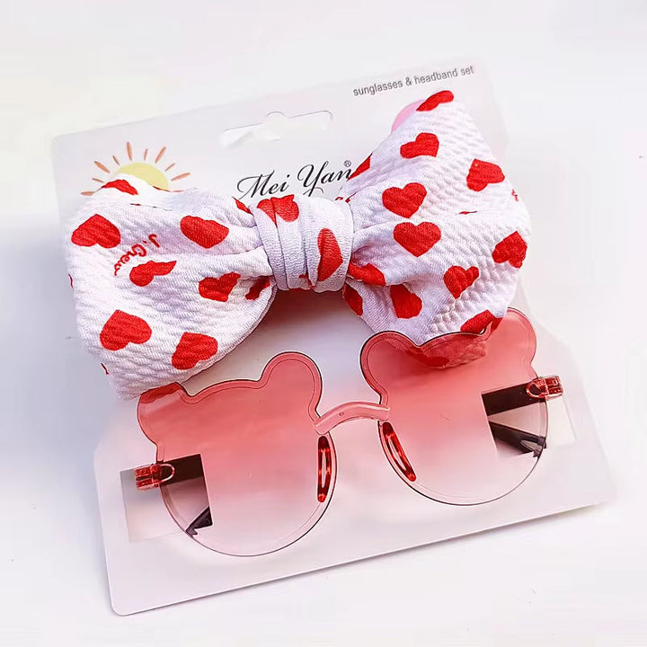 SUNSHINE BABY HEADBAND AND MINNIE MOUSE GLASSES SET RED