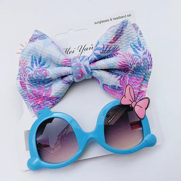 SUNSHINE BABY HEADBAND AND BOW GLASSES SET BLUE