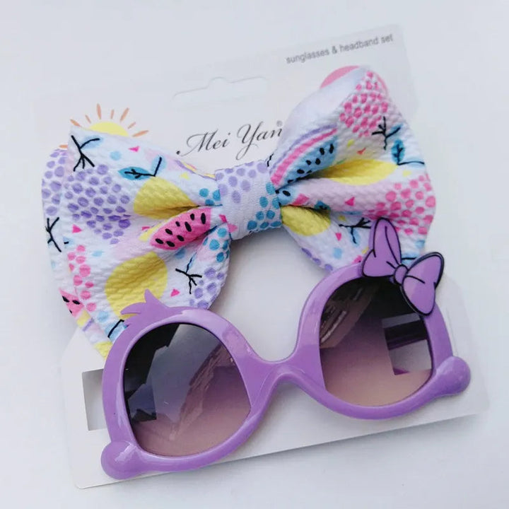 SUNSHINE BABY HEADBAND AND BOW GLASSES SET  PURPLE