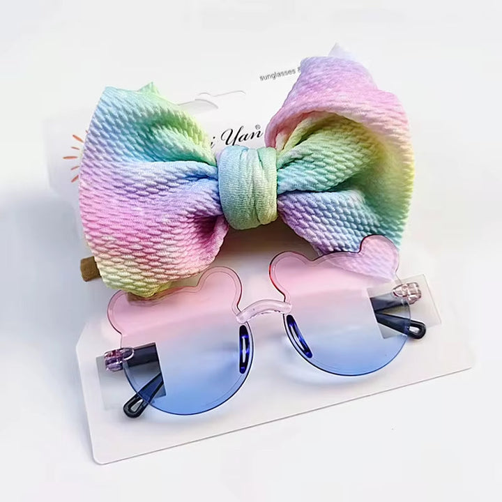 SUNSHINE BABY HEADBAND AND MINNIE MOUSE GLASSES SET PINK