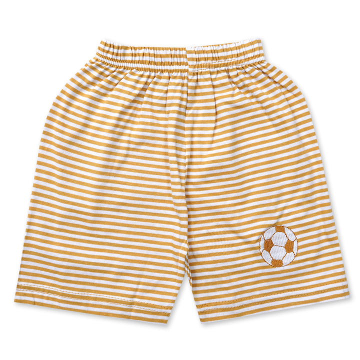 SUNSHINE SHORT & SHIRT FOOTBALL STRIPES MUSTARD (XL) 4-5Y