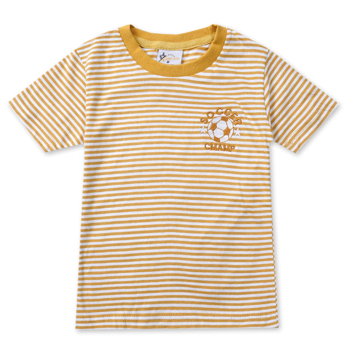 SUNSHINE SHORT & SHIRT FOOTBALL STRIPES MUSTARD (XL) 4-5Y