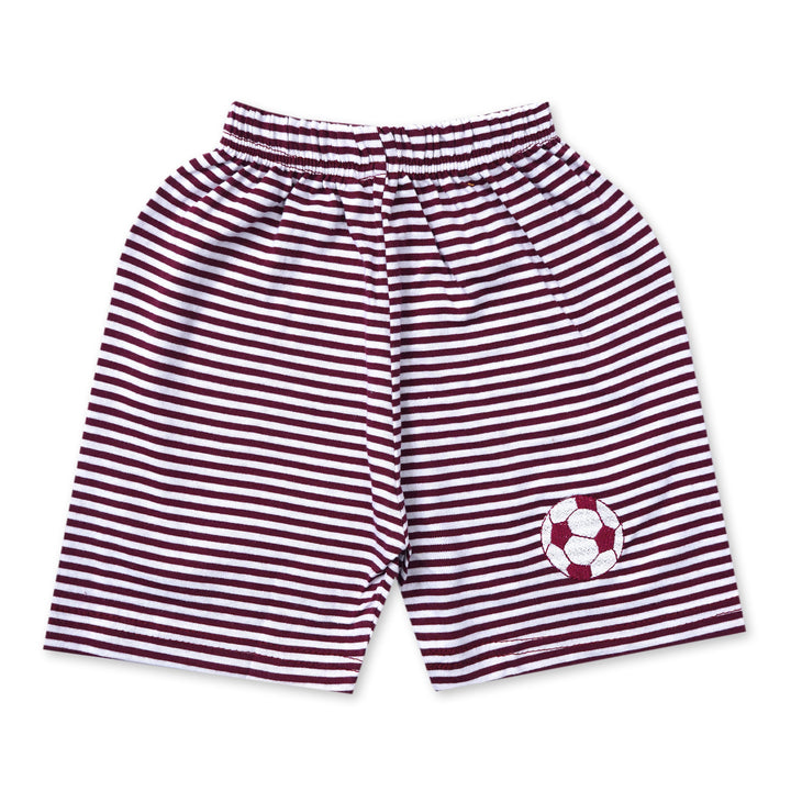 SUNSHINE SHORT & SHIRT FOOTBALL STRIPES MAROON (XL) 4-5Y