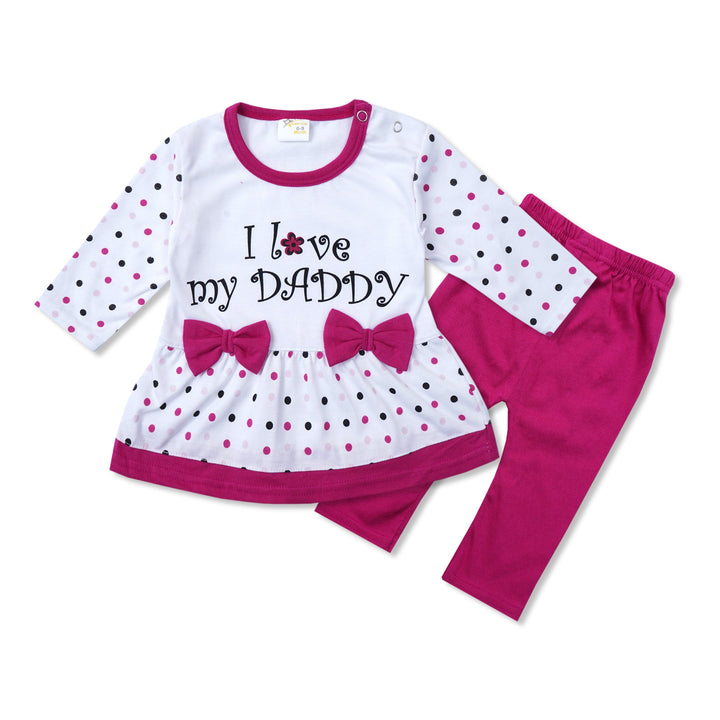 SUNSHINE GIRLS FROCK & PAJAMA SET I LOVE MY DADDY PINK 12-18M