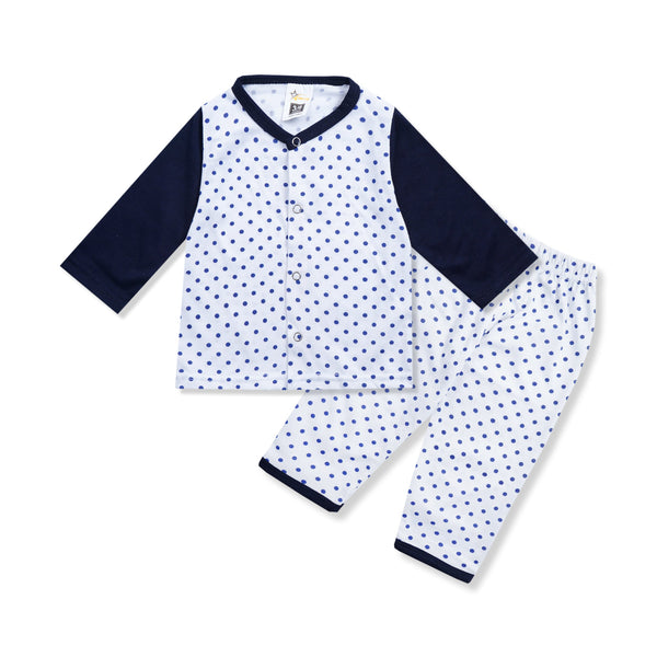 SUNSHINE BABY SLEEPSUIT PAJAMA SET COTTON FS DOTS NAVY BLUE 3-6M