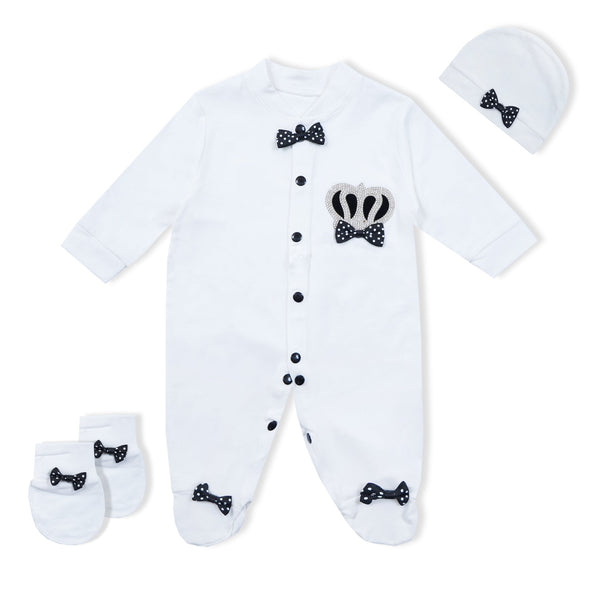 SUNSHINE BABY ROMPER FS PACK OF 3 CROWN WHITE 6-9M