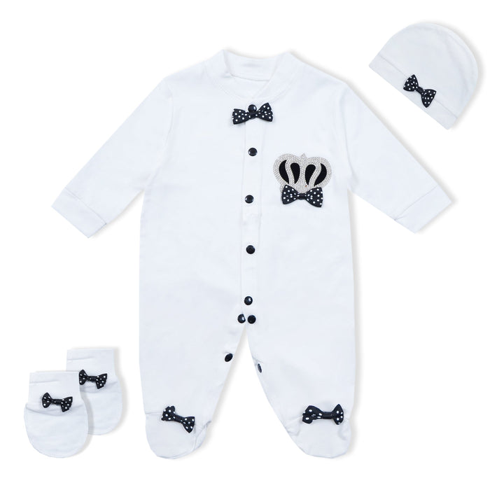 SUNSHINE BABY ROMPER FS PACK OF 3 CROWN WHITE 6-9M