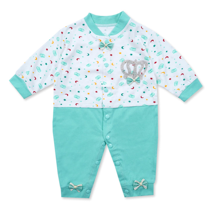 SUNSHINE BABY ROMPER FS PACK OF 3 CROWN MOON STARS SEA GREEN  6-9M