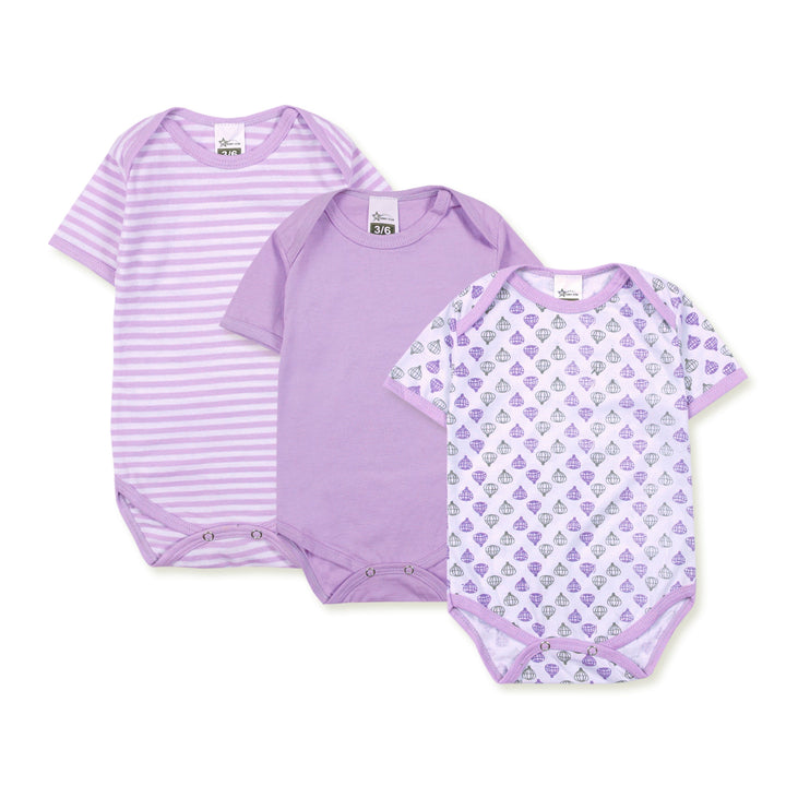 SUNSHINE BABY BODYSUITS PACK OF 3 PURPLE (6-9 M)