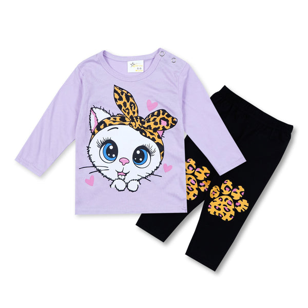 SUNSHINE PAJAMA SET KITTY PURPLE 12-18M