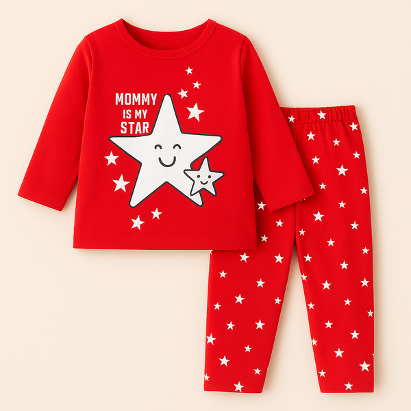 Kids Pajama Set Mommy Is My Star Red - Sunshine