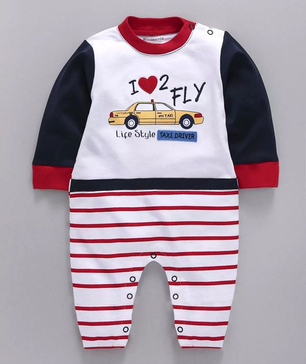 Baby Romper I Love 2 Fly Stripes Red - Sunshine