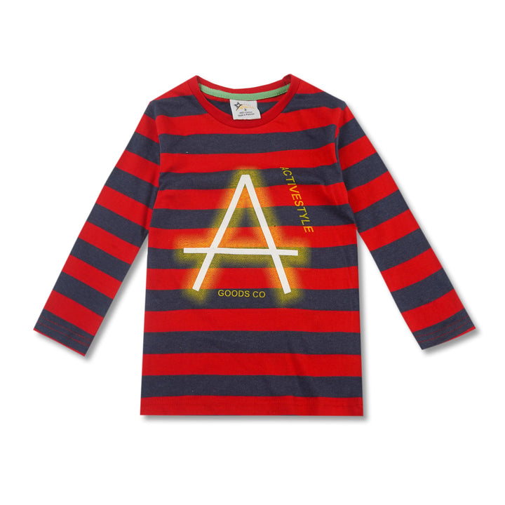 SUNSHINE KIDS PAJAMA SET ACTIVESTYLE RED WIDE STRIPES 4 3-4M