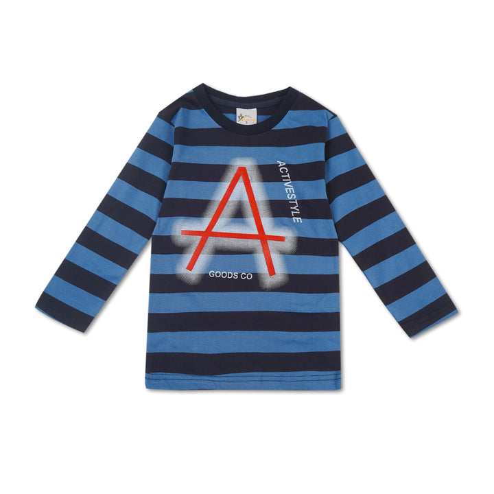 SUNSHINE KIDS PAJAMA SET ACTIVESTYLE NAVY BLUE WIDE STRIPES 4 3-4M