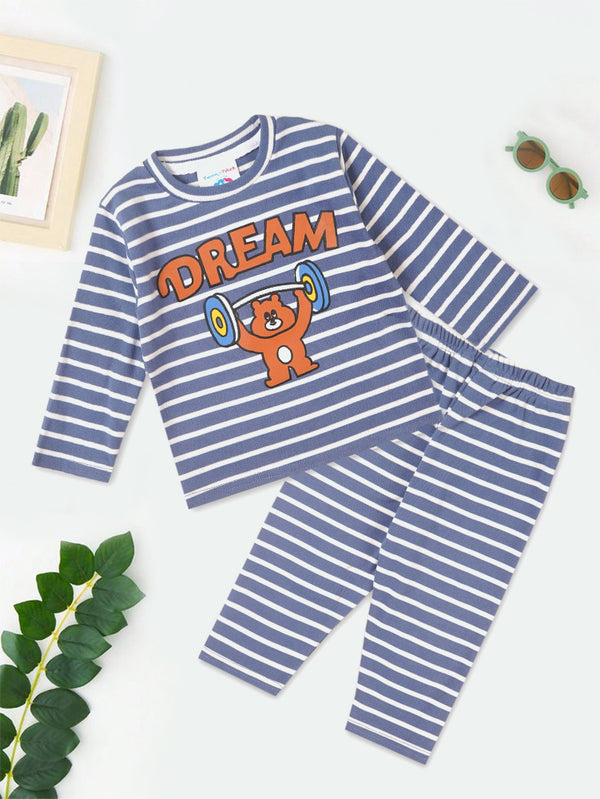 Baby Winter Pajama Set Dream Bear Stripes Blue - Sunshine