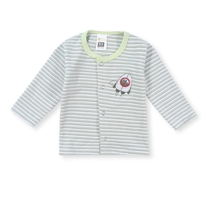 SUNSHINE KIDS FALEES SLEEP SUIT GREEN STRIPES   3-6M